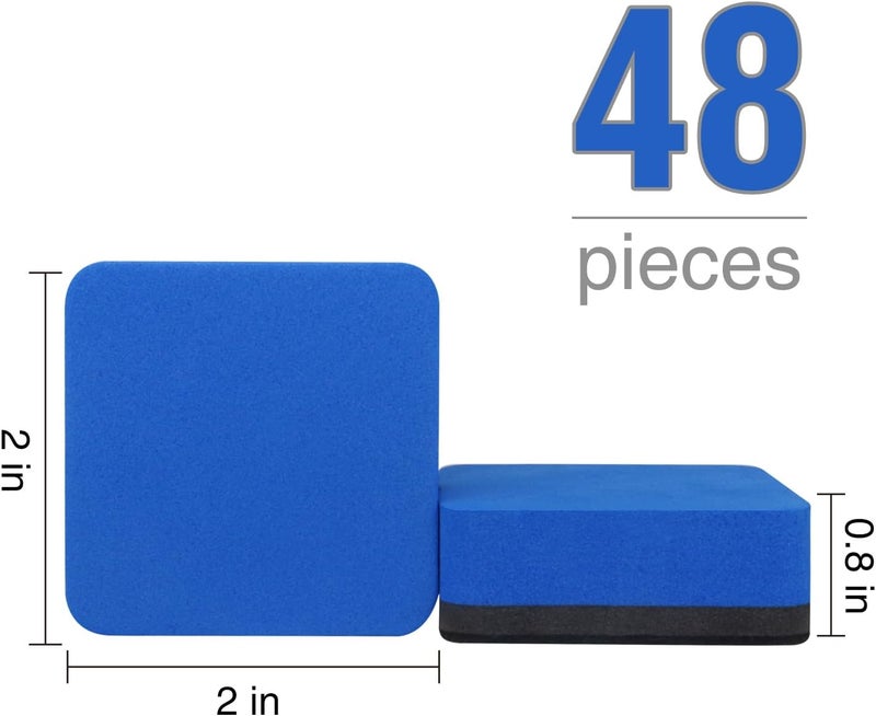 PRZRU Mini Dry Erase Eraser, 48 Pack Magnetic Whiteboard Dry Erase Erasers- Ideal for Kids, Teachers, and Classroom Supplies（Blue, 2 x 2 Inch - Image 2